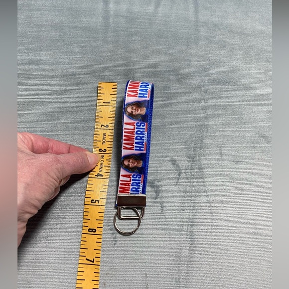 Handmade original Kamala Harris keychain wristlet. Blue strap, silver hardware. - Picture 7 of 9